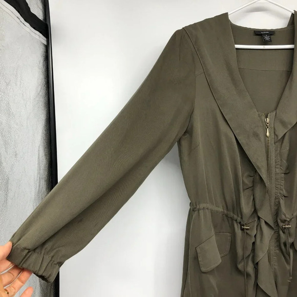 Alfani olive army green full zip hooded anorak jacket size 6 - Picture 6 of 15